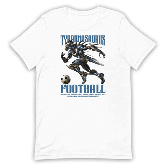 Tyrannosaurus Football Futuristic Robotic Dinosaur Epic T-Rex Soccer | PRODUCT CODE: TYRNDFTOBLAU