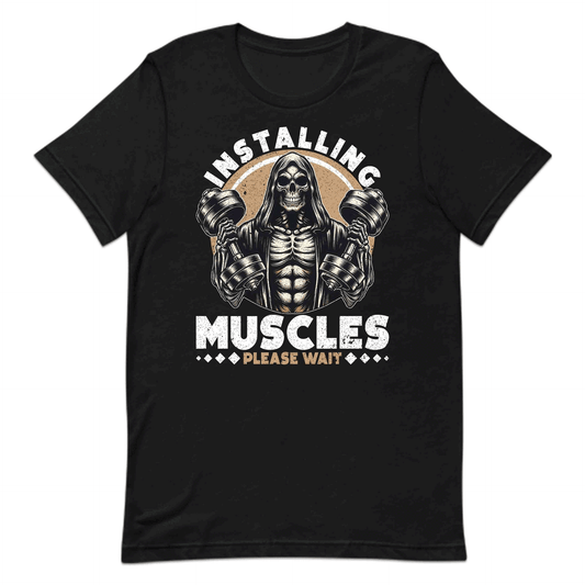 Installing Muscles Please Wait Gym Skeleton With Dumbbells | PRODUCT CODE: INSMULPESKND