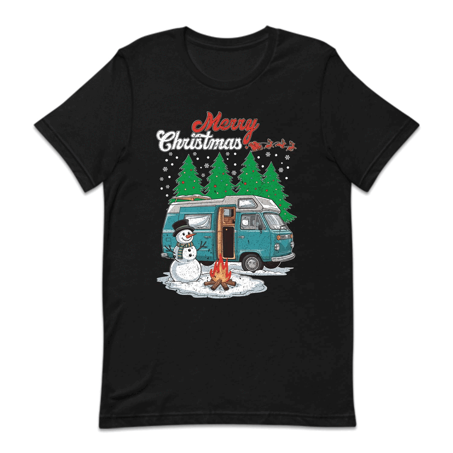 Merry Christmas Camper Van Snowman Campfire RV Xmas | PRODUCT CODE: MYRCHPEVNAS