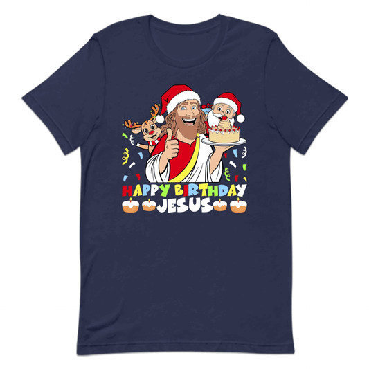 Happy Birthday Jesus Joyful Christmas Xmas Santa Reindeer | PRODUCT CODE: HPYJSUBRTHC