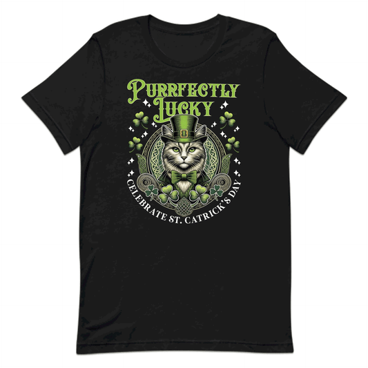 Purrfectly Lucky Cat St Patrick’s Day Green Cat with Shamrocks | PRODUCT CODE: PRFTCYKYVAUNCA