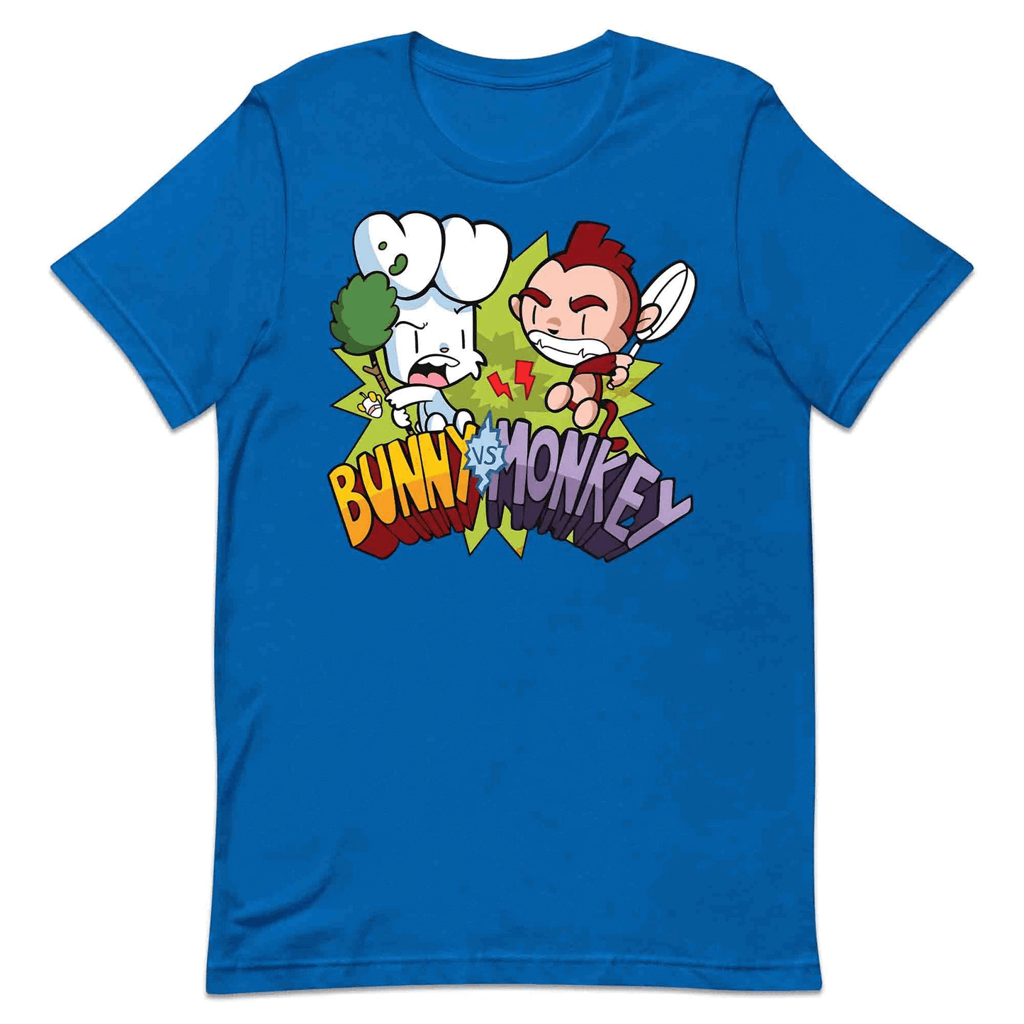 Bunny vs Monkey T-Shirt | Funny Cartoon Rivalry Jumper | World Book Day Hoodie | Wild Comic Book Fights Tee | PRODUCT CODE: BYNSHMCKSDY