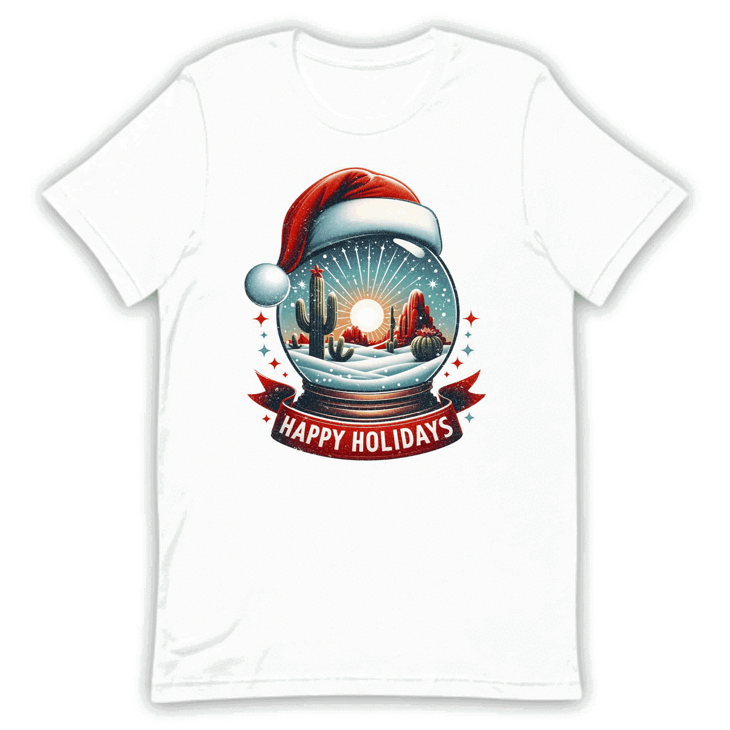 Happy Holidays Xmas Desert Snow Globe Christmas Cactus | PRODUCT CODE: HPYLDRSTCUXM