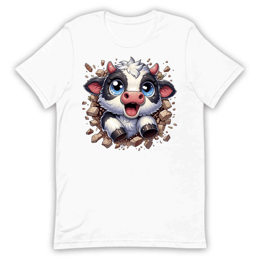 Adorable Cow Breaking Through Wall  3D Realistic Kawaii Cow Lover | PRODUCT CODE: ADBCWOBRKICD