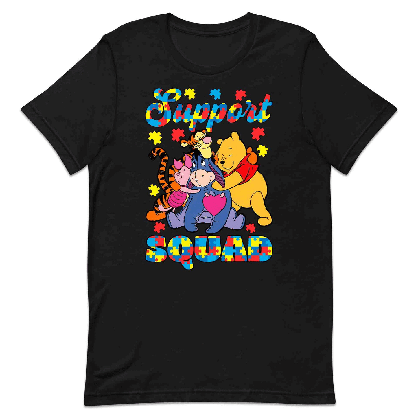 Autism Support Squad T-Shirt | Winnie the Pooh & Friends Hug Jumper | Inclusion Puzzle Hoodie | PRODUCT CODE: AURNYMCPALZ