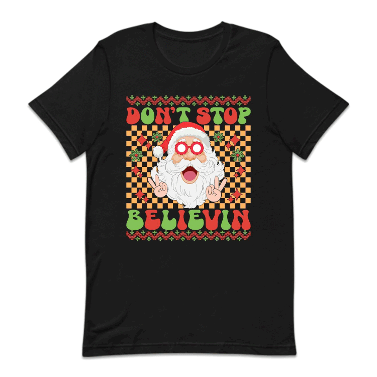 Don't Stop Believin Santa Christmas Retro Groovy Xmas Holiday | PRODUCT CODE: STPBLVCHRMA