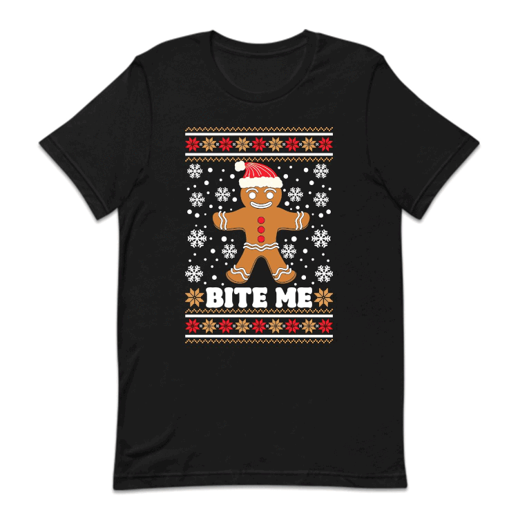 Bite Me Gingerbread Christmas Funny Holiday Cookie Xmas | PRODUCT CODE: BTMGNRBDCHM