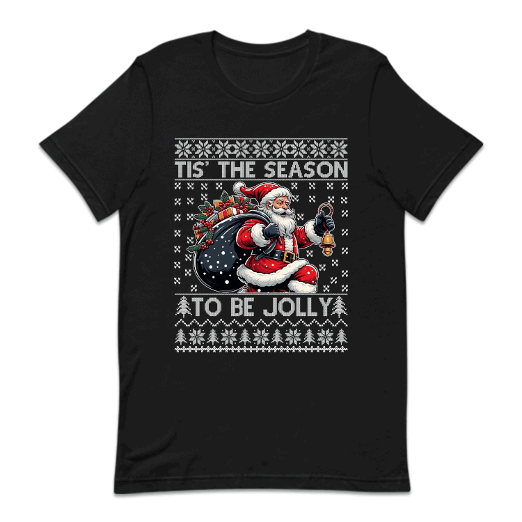 Tis The Season To Be Jolly Santa Carrying Gift Bag Ugly Christmas | PRODUCT CODE: TSHANOBJLYC