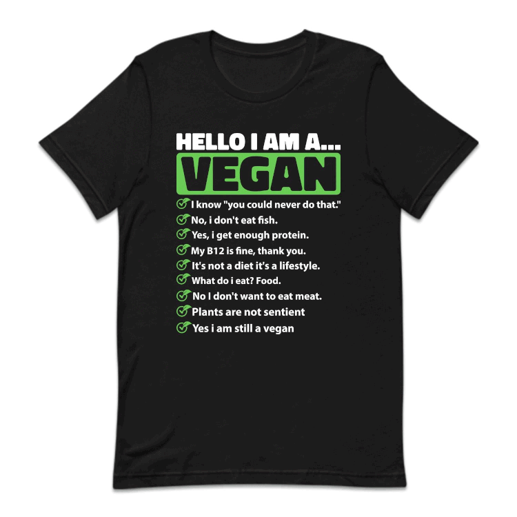 Hello I'm A Vegan Funny Vegetarian Pride | PRODUCT CODE: HLOMAVGNAD