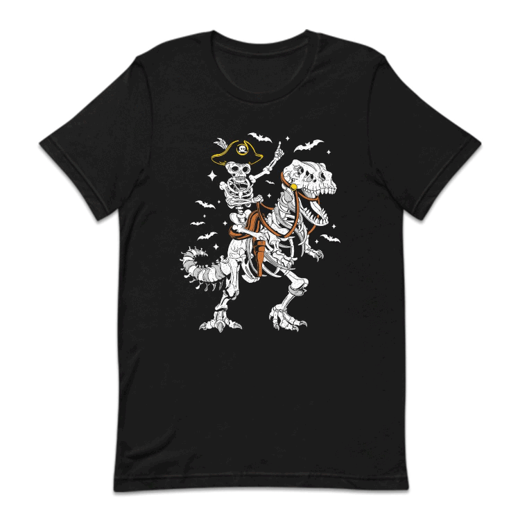 Halloween Pirate Skeleton Riding Dinosaur Funny Trex Pirate | PRODUCT CODE: HLDNSPRTXRS