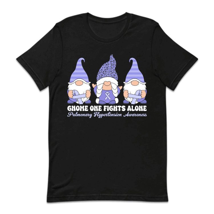 Gnome One Fight Alone Pulmonary Hypertension Awareness Purple Ribbon | PRODUCT CODE: GNMFGTHALW
