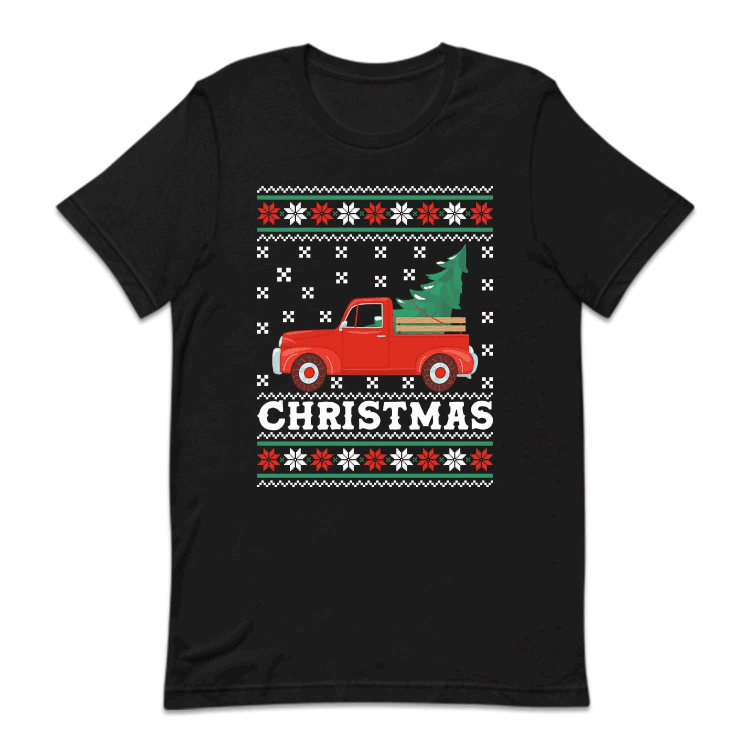 Christmas Vintage Red Truck With Tree Festive Xmas Tree Farm | PRODUCT CODE: CHTRKUCREM