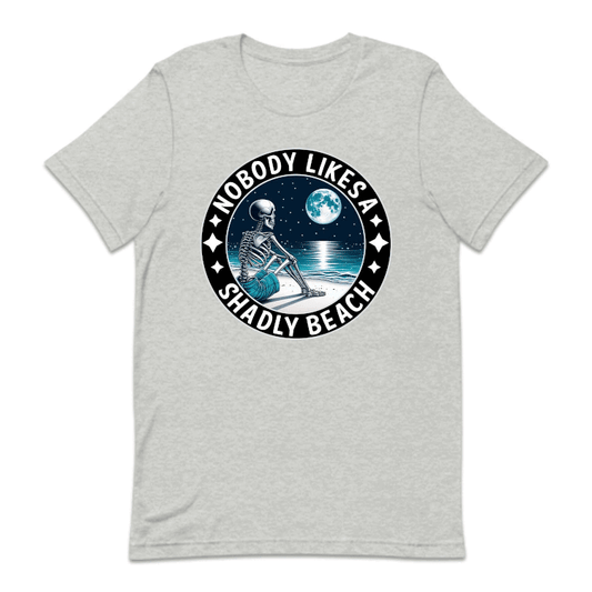 Nobody Likes A Shadly Beach Skeleton Sitting On A Beach | PRODUCT CODE: NBDLKASHBC