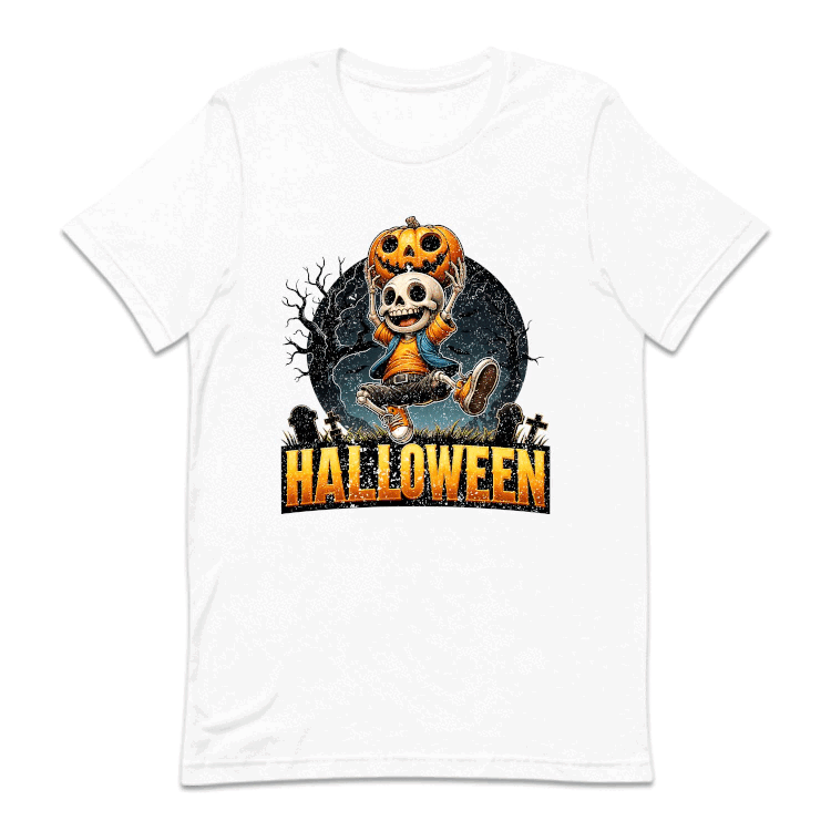 Cute Skeleton With Pumpkin Head Spooky Night Scene Halloween Party | PRODUCT CODE: HLCTSKWPUD