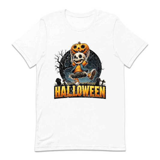 Cute Skeleton With Pumpkin Head Spooky Night Scene Halloween Party | PRODUCT CODE: HLCTSKWPUD