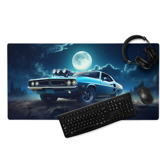 Vintage Sports Muscle Car Full Moon In Blue Night Sky Large Size Gaming mouse pad