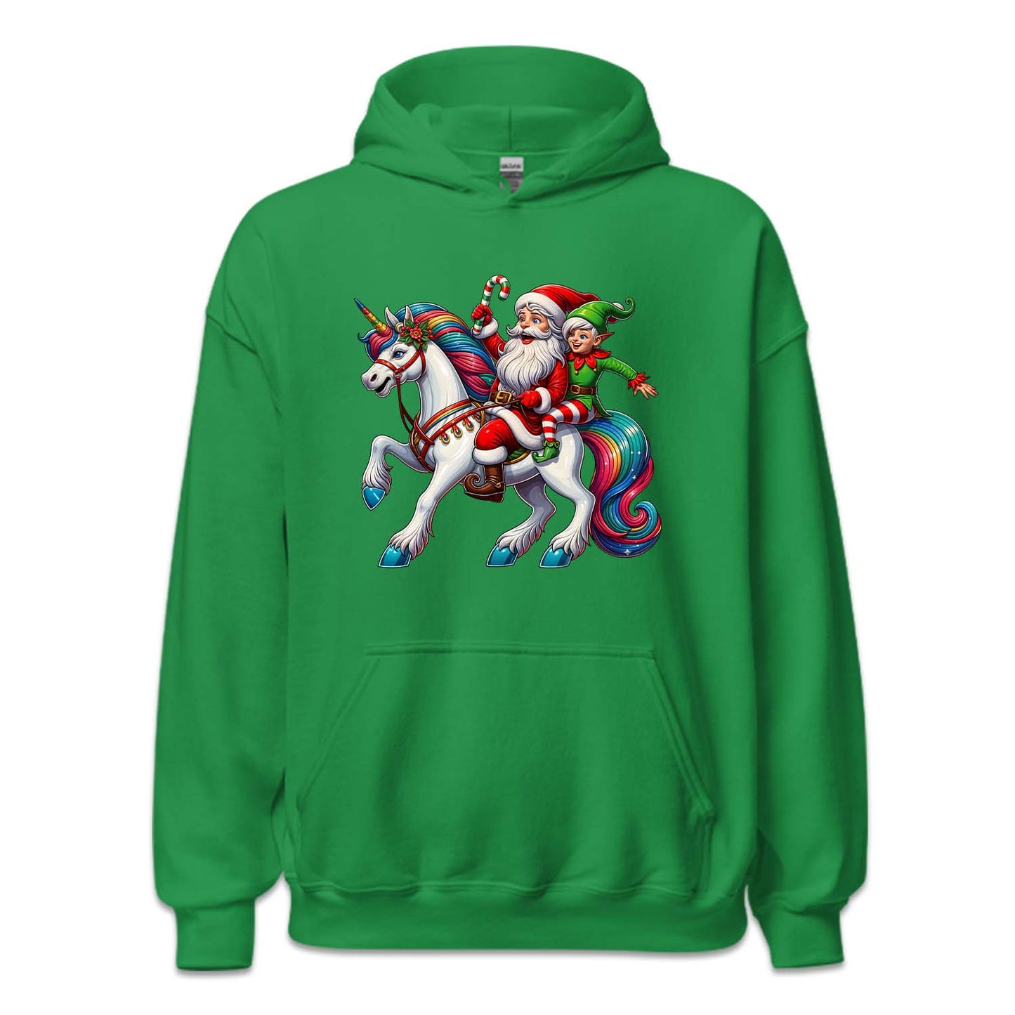 Santa Claus & Elf Riding Unicorn Funny Christmas Magical Xmas | PRODUCT CODE: STANUSDEFLUR