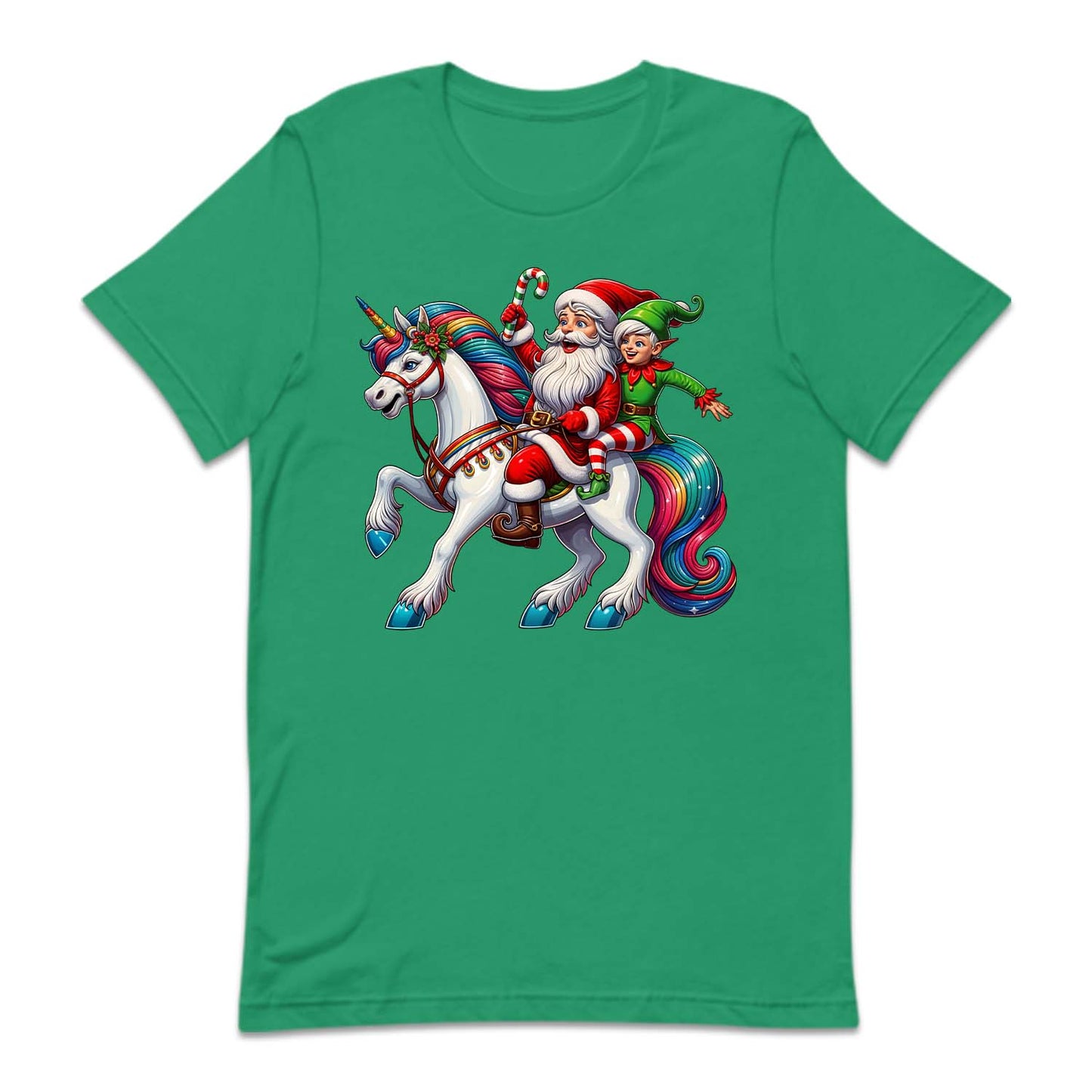Santa Claus & Elf Riding Unicorn Funny Christmas Magical Xmas | PRODUCT CODE: STANUSDEFLUR
