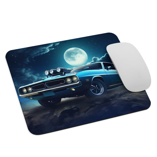 Vintage Sports Muscle Car Full Moon In Blue Night Sky Gaming Mousepad