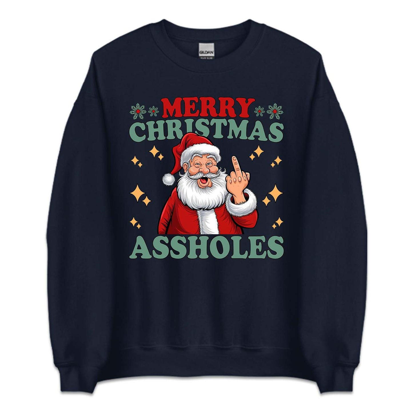 Merry Christmas Assholes Santa Claus Middle Finger Humorous Xmas | PRODUCT CODE: MRYCHTASHL
