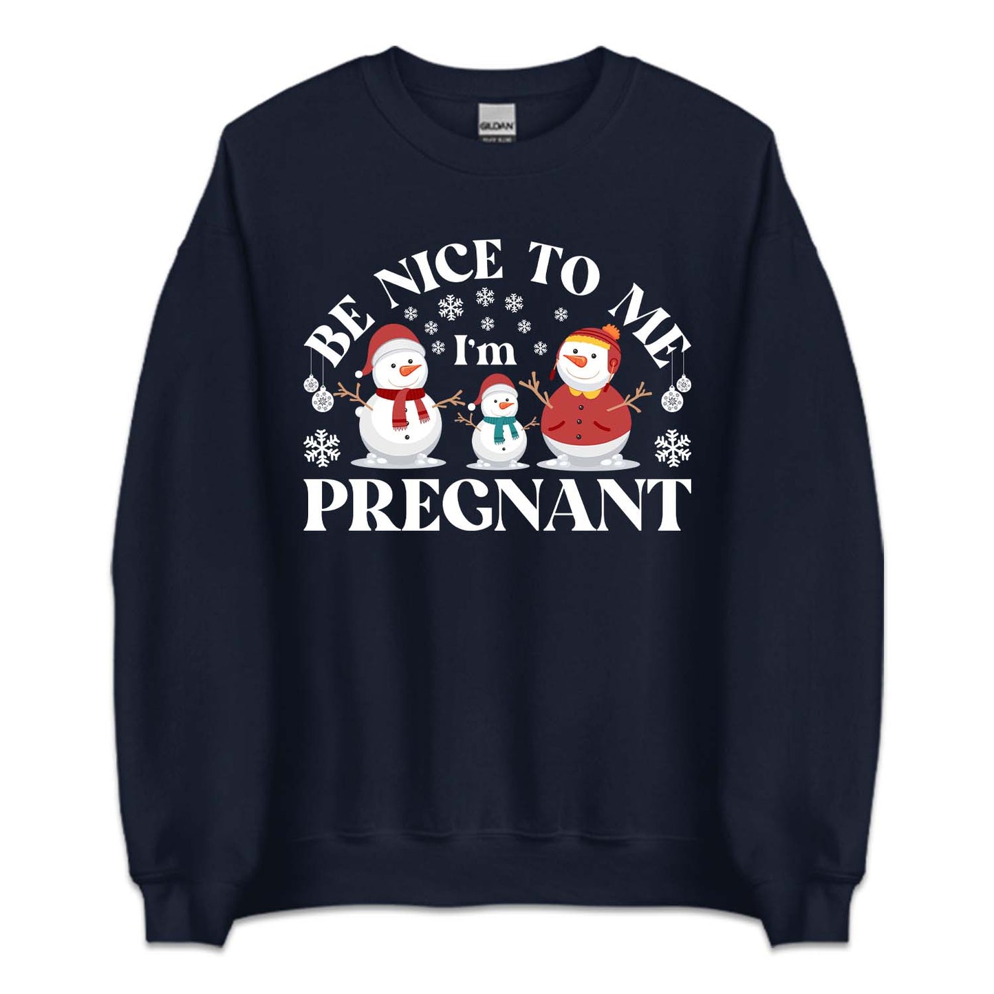 Christmas Snowman Family Be Nice To Me I'm Pregnant Xmas Pregnancy | PRODUCT CODE: BNCTMPRGCH