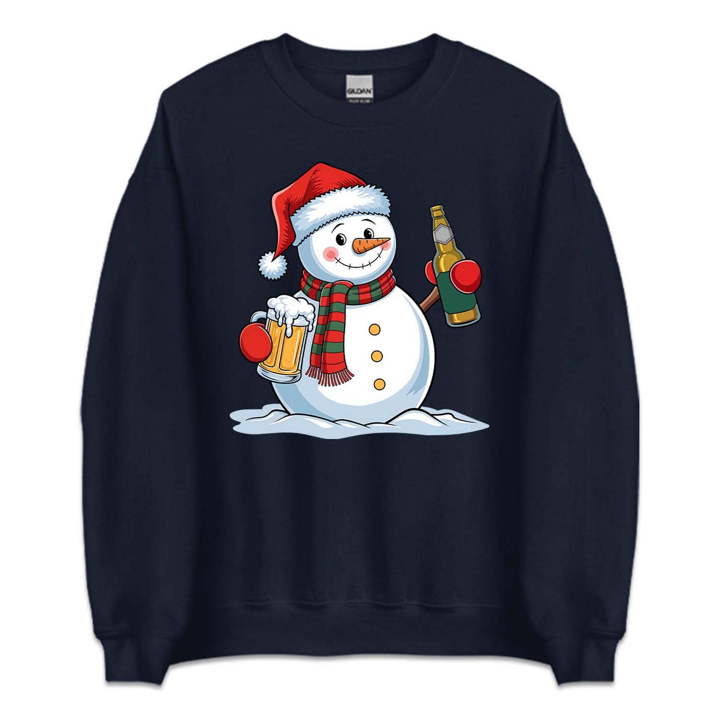Christmas Snowman Drinking Beer Merry Beermas Xmas Frosty Beer | PRODUCT CODE: CTSNWMDRKBF