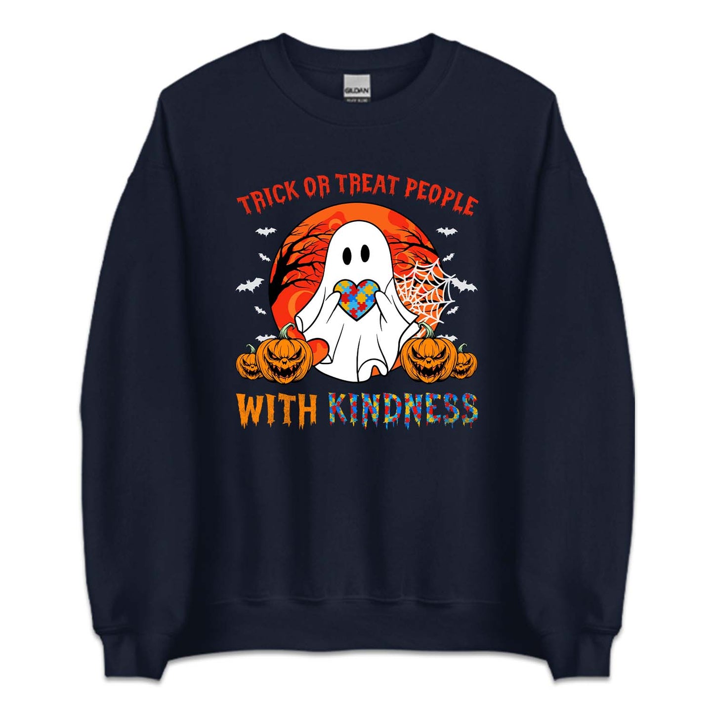 Trick or Treat People With Kindness Autism Boo Ghost Halloween | PRODUCT CODE: ASTBGHSTCR