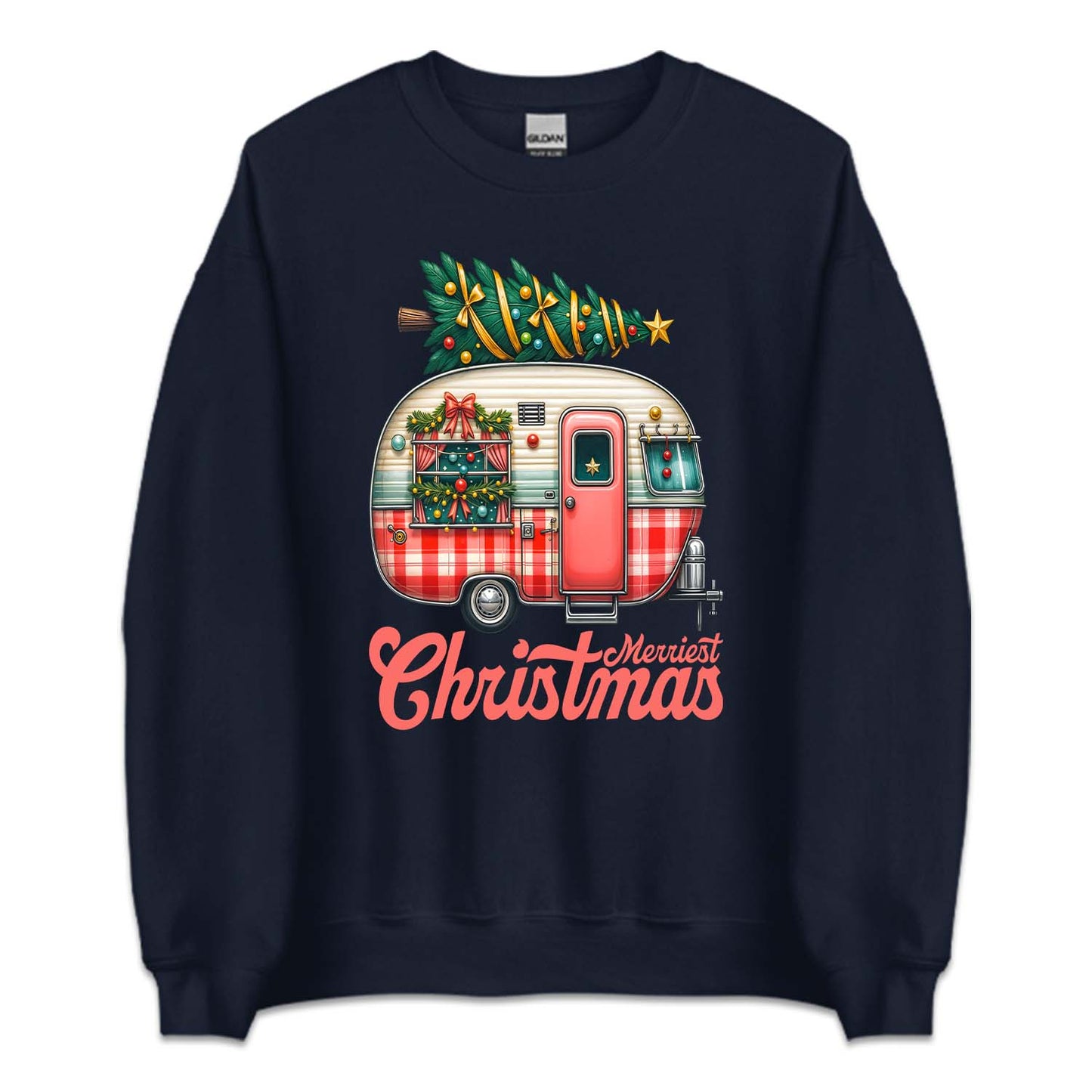 Merriest Christmas Holiday Road Trip Xmas Caravan Tree RV | PRODUCT CODE: MRSTCHMLDY