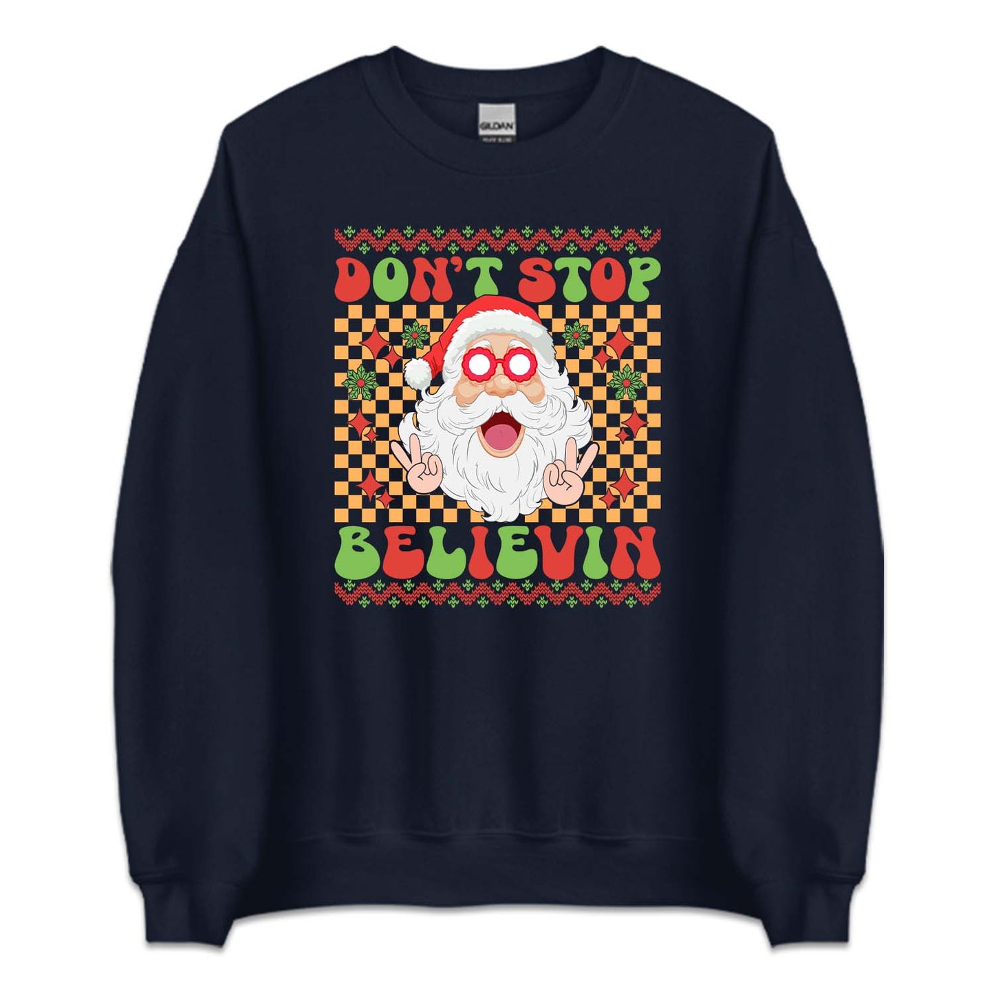 Don't Stop Believin Santa Christmas Retro Groovy Xmas Holiday | PRODUCT CODE: STPBLVCHRMA