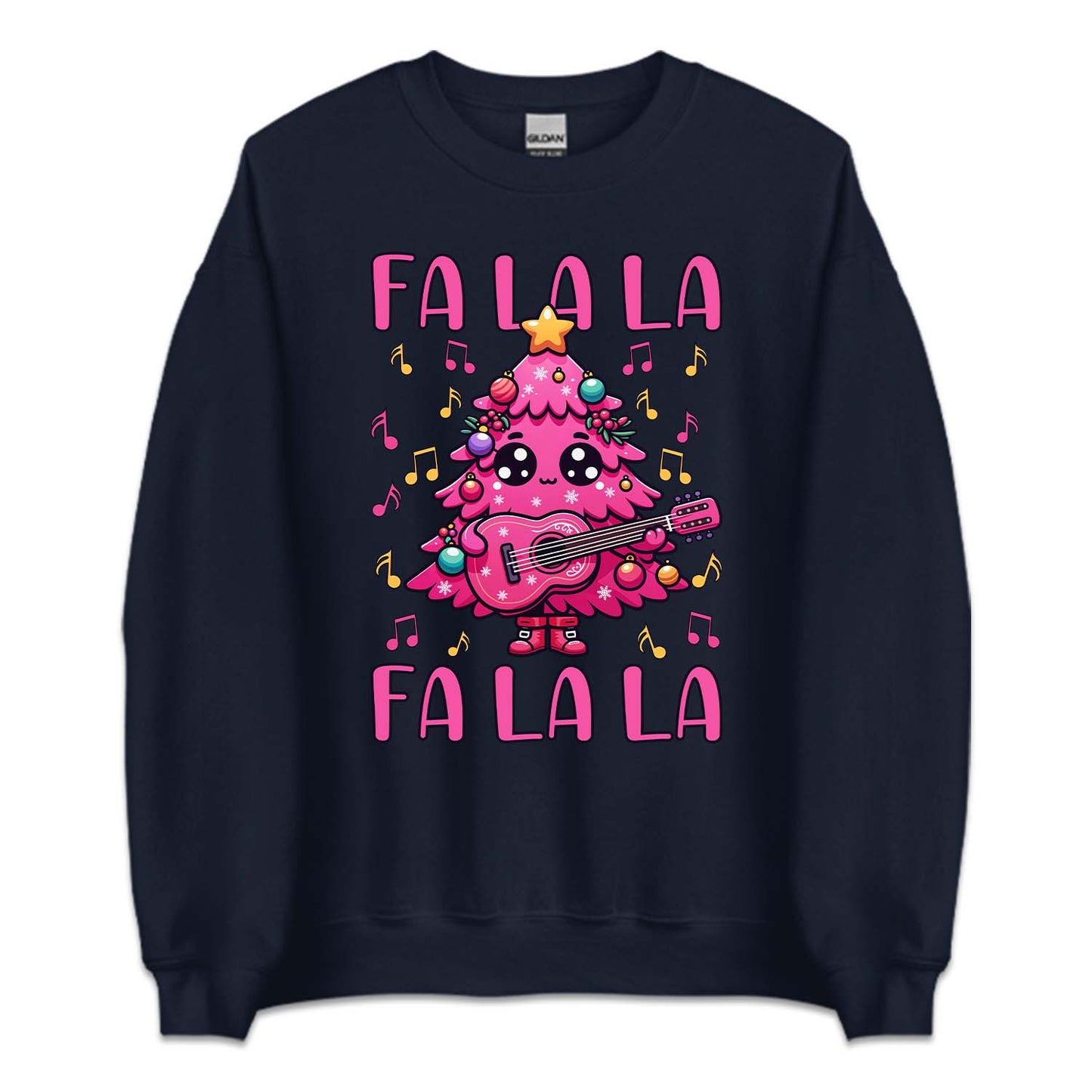 Pink Christmas Tree Holding Guitar FA LA LA LA Festive Music Xmas | PRODUCT CODE: PCTRHLGUTFL