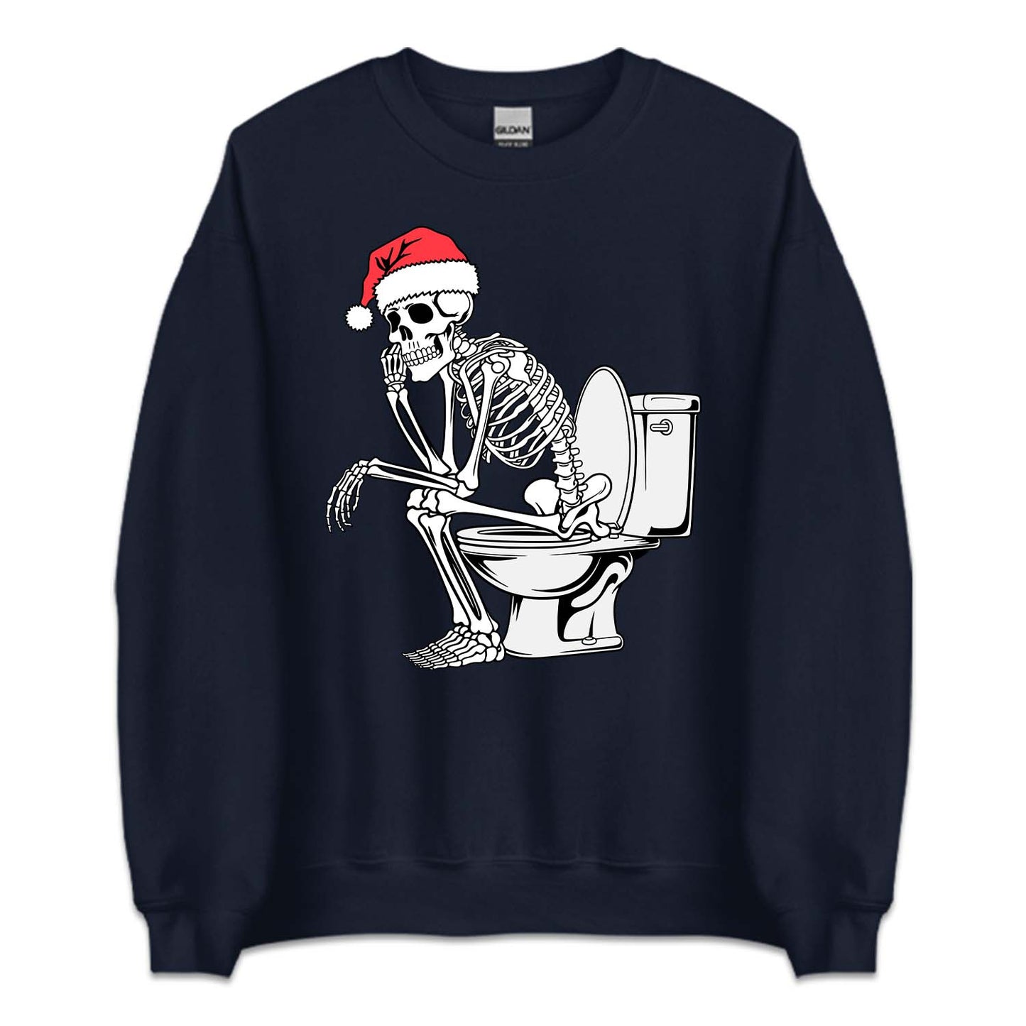 Christmas Skeleton on Toilet Dark Humor Sarcastic Xmas | PRODUCT CODE: SKLTCHRMOLW