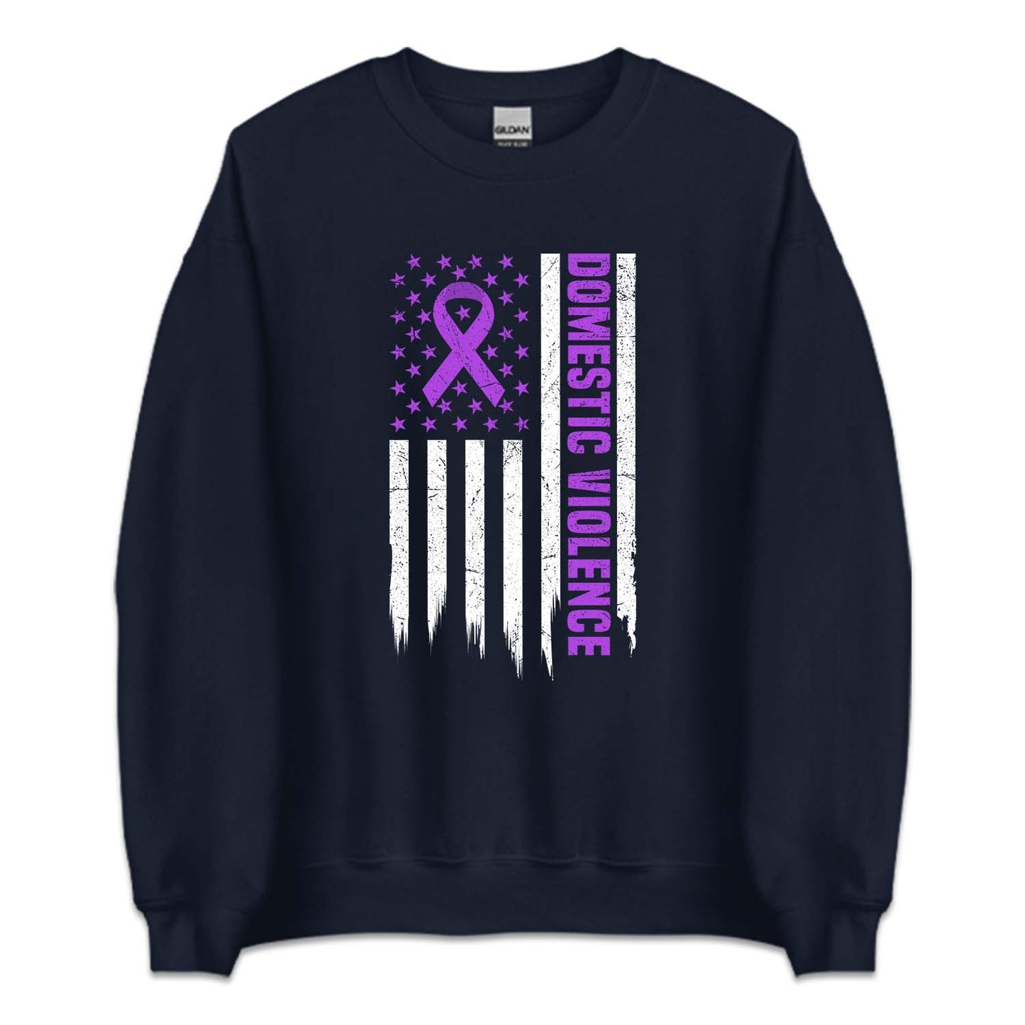 Domestic Violence Awareness USA Flag Purple Ribbon | PRODUCT CODE: UAMRCNFLGDV