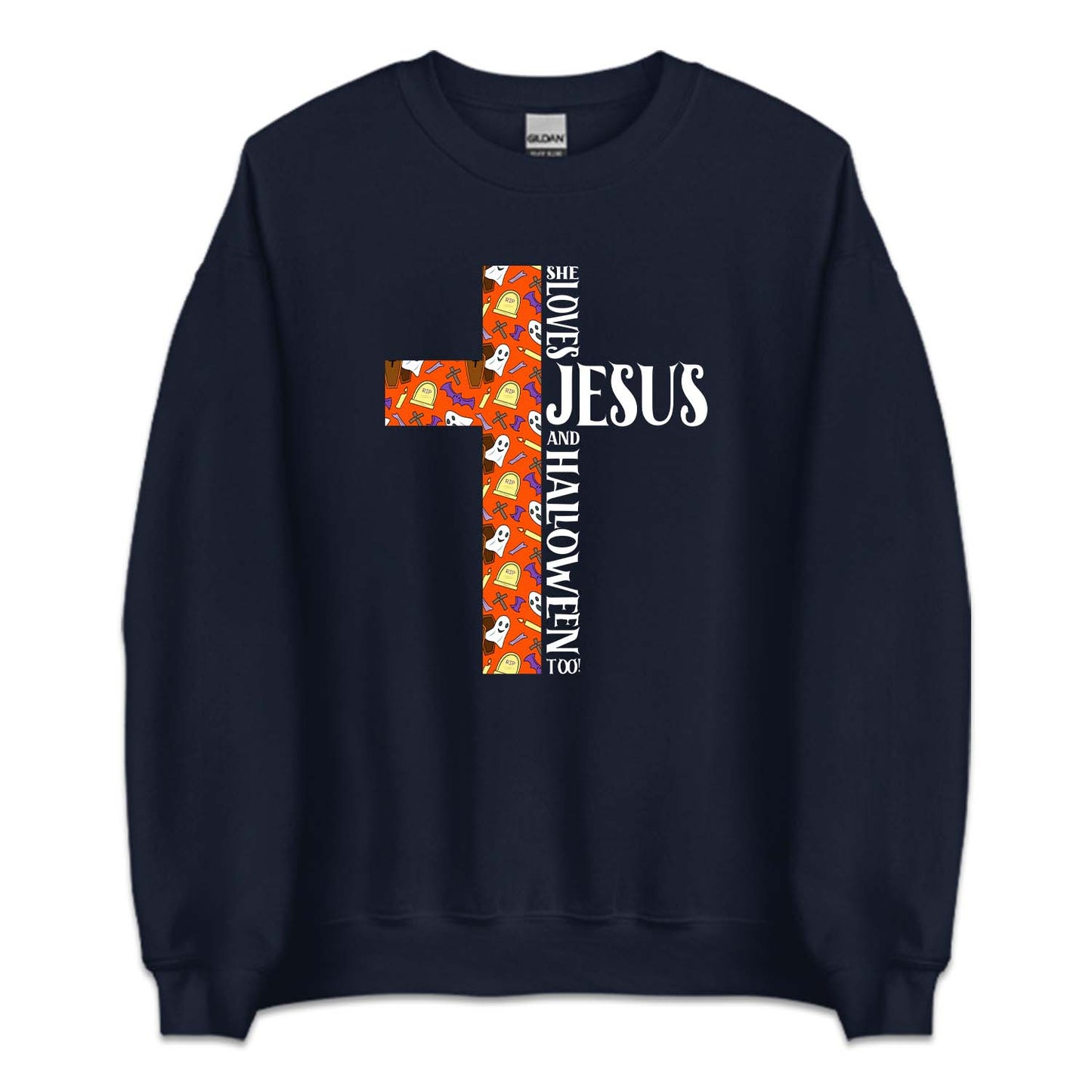 She Loves Jesus And Halloween Too Faith and Halloween | PRODUCT CODE: SHLBVJUAHW