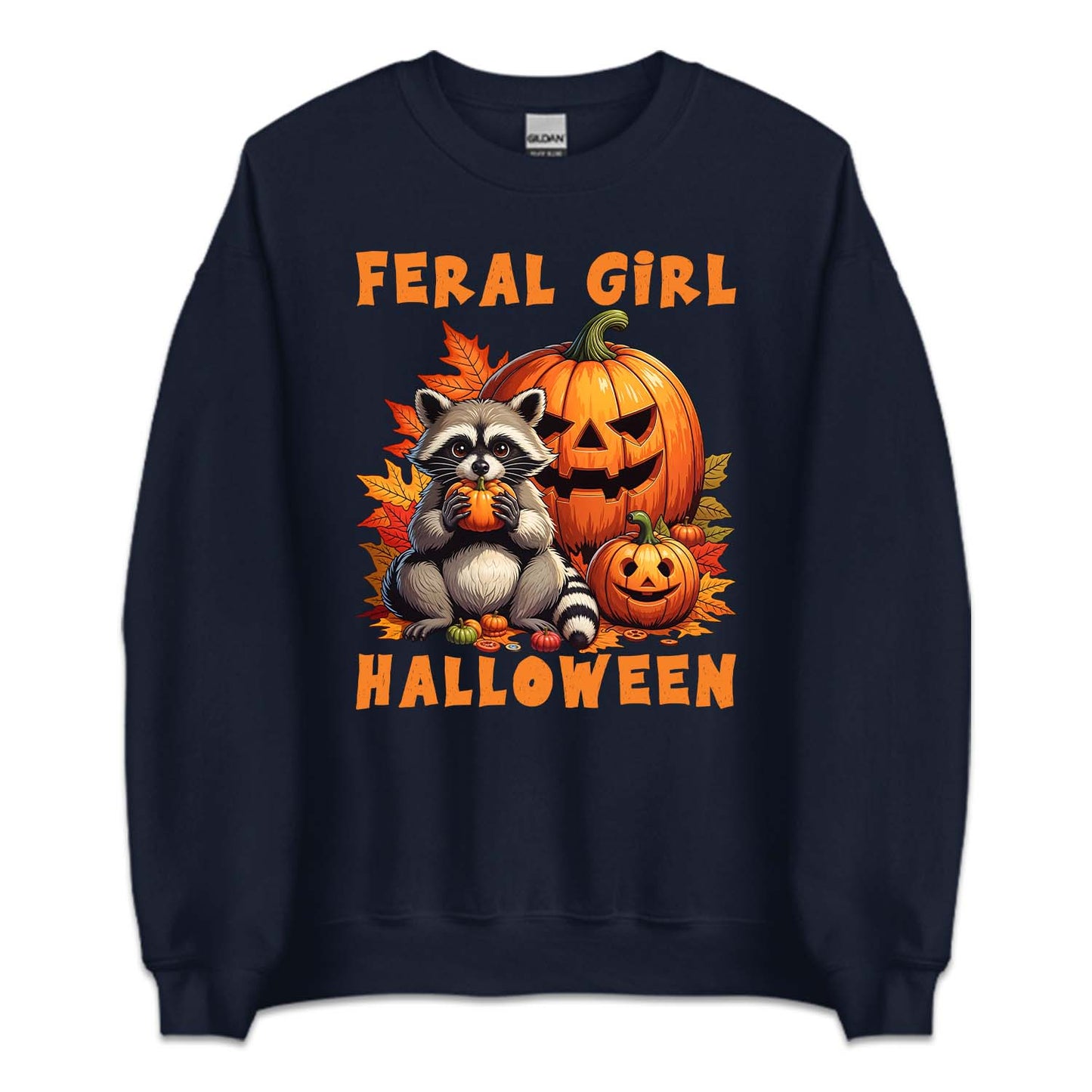 Feral Girl Halloween Spooky Raccoon & Pumpkin Autumn | PRODUCT CODE: FRGLEHWNE