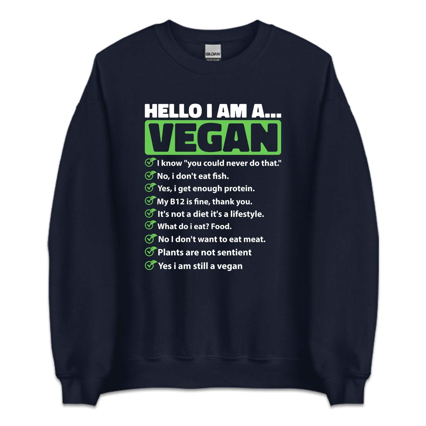 Hello I'm A Vegan Funny Vegetarian Pride | PRODUCT CODE: HLOMAVGNAD