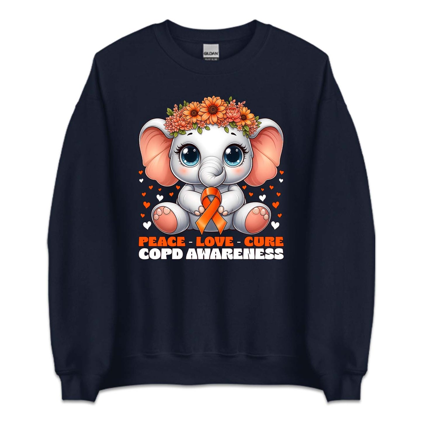 COPD Awareness Peace Love Cure Floral Elephant Lung Health Support | PRODUCT CODE: PCLVCRFLEP
