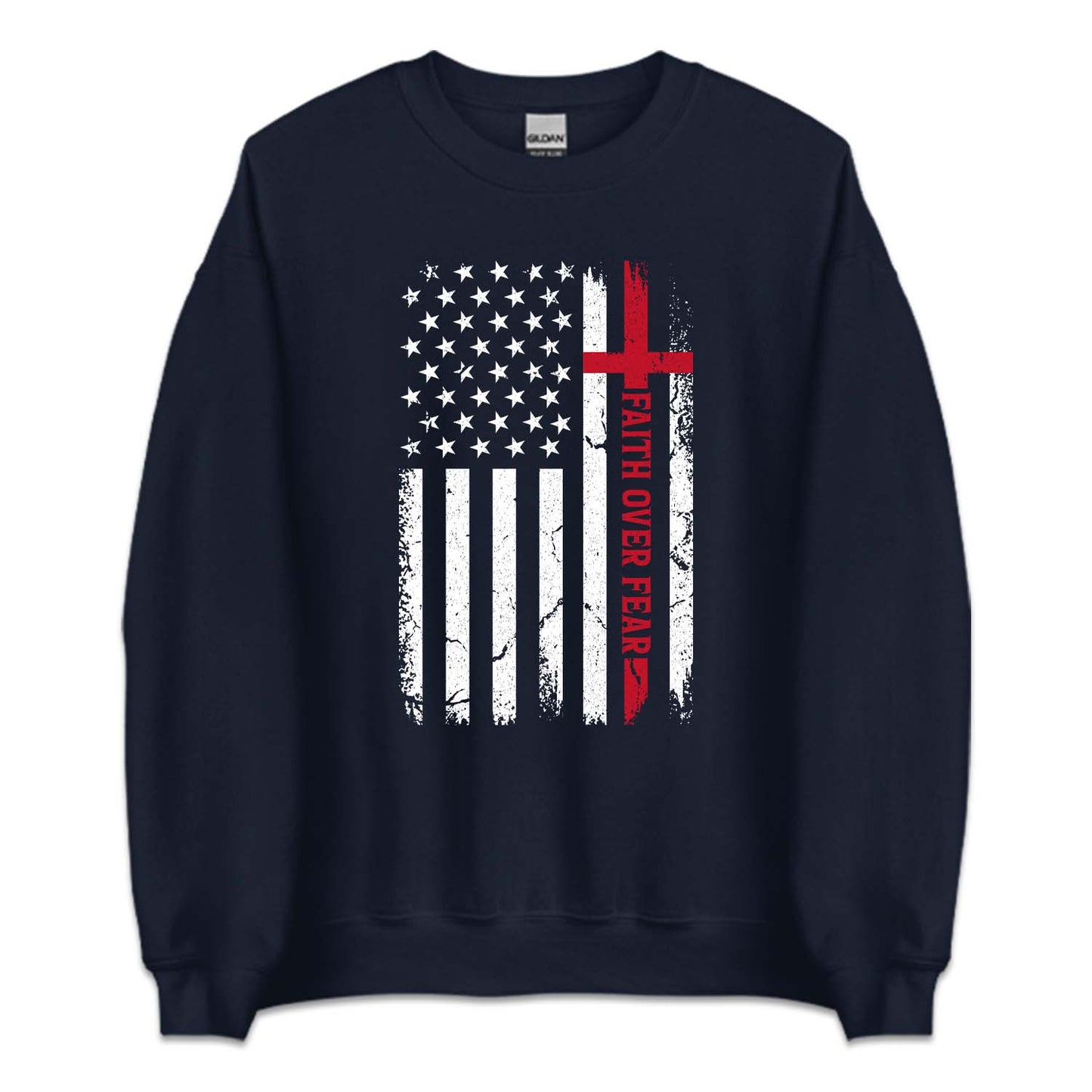 Faith Over Fear Christian USA Flag Bible Verse | PRODUCT CODE: FTHVRECHU