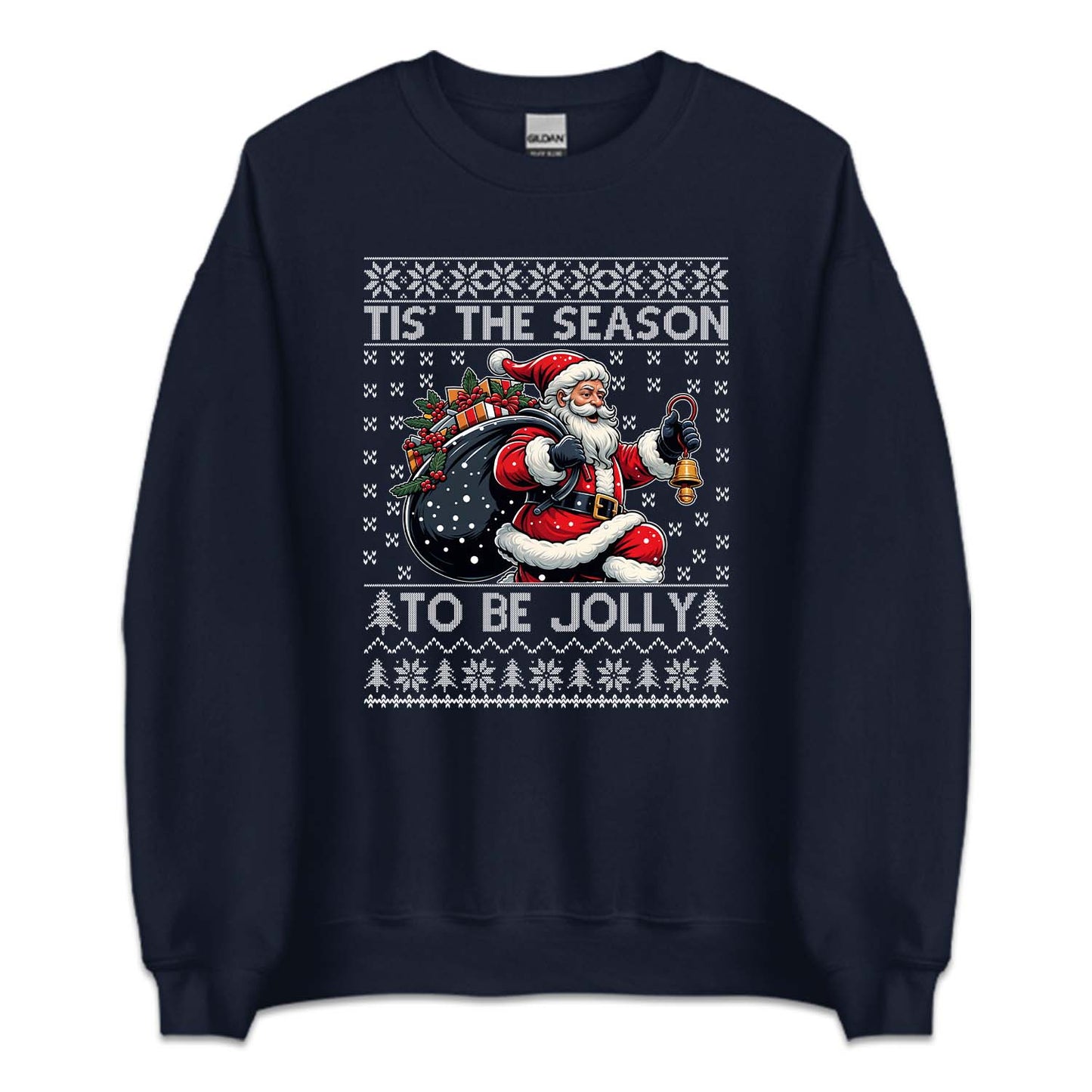 Tis The Season To Be Jolly Santa Carrying Gift Bag Ugly Christmas | PRODUCT CODE: TSHANOBJLYC