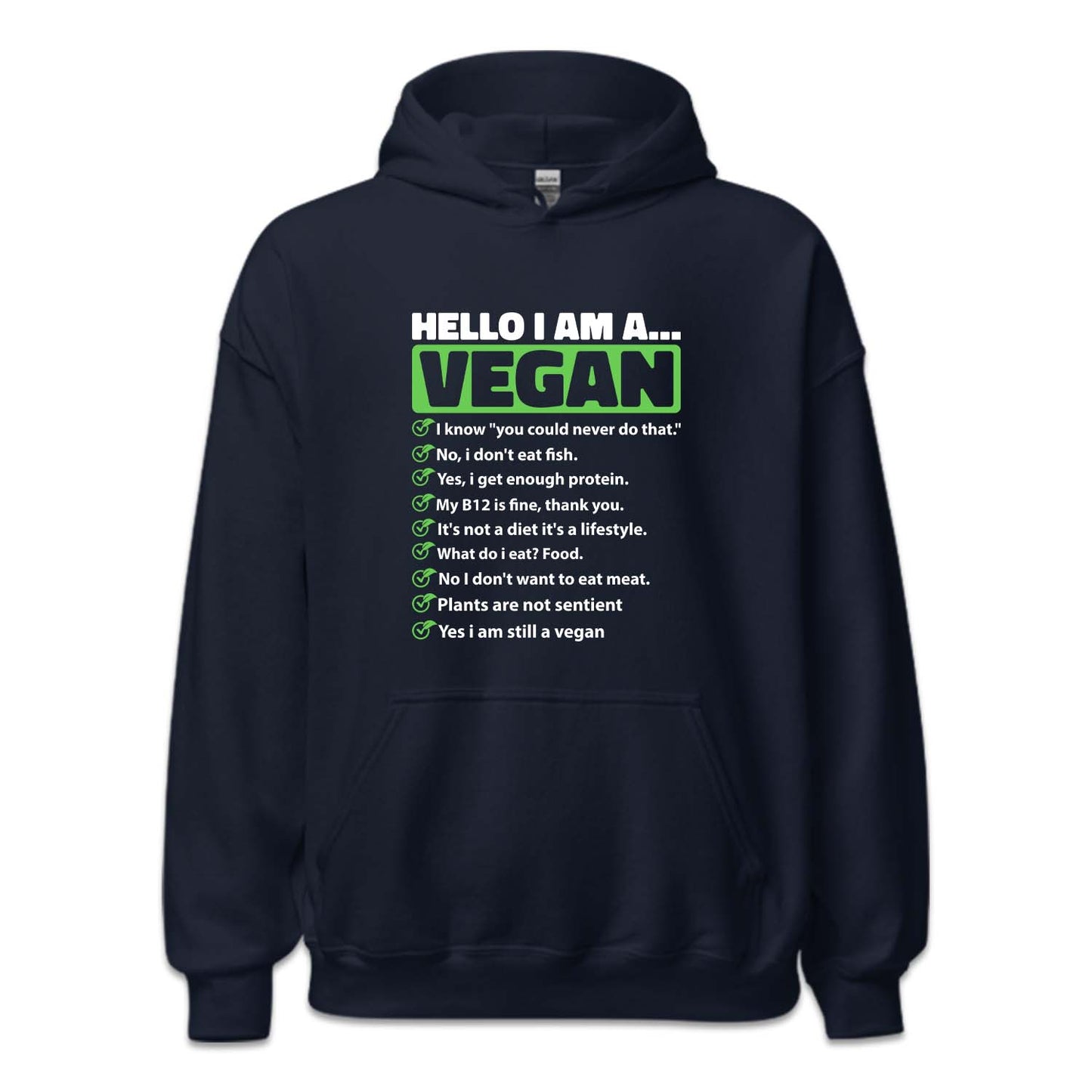 Hello I'm A Vegan Funny Vegetarian Pride | PRODUCT CODE: HLOMAVGNAD