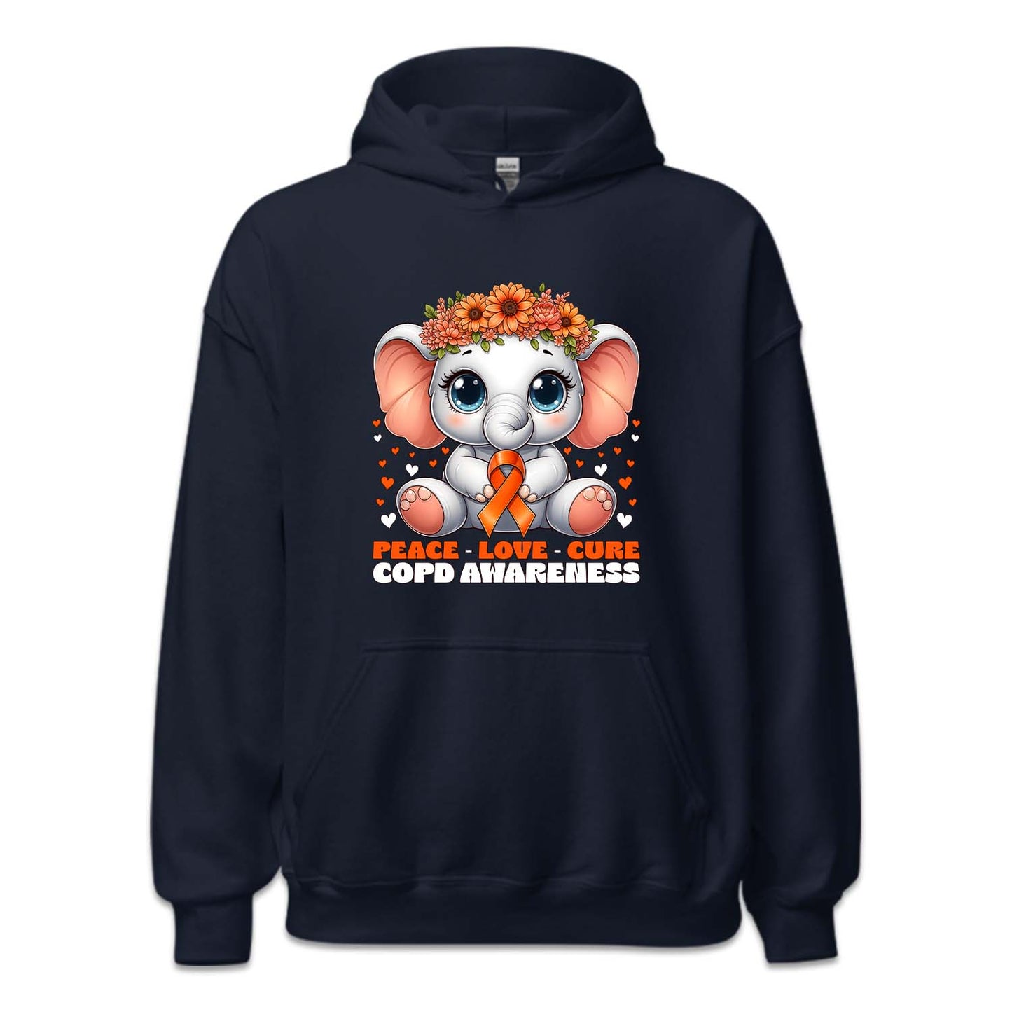 COPD Awareness Peace Love Cure Floral Elephant Lung Health Support | PRODUCT CODE: PCLVCRFLEP