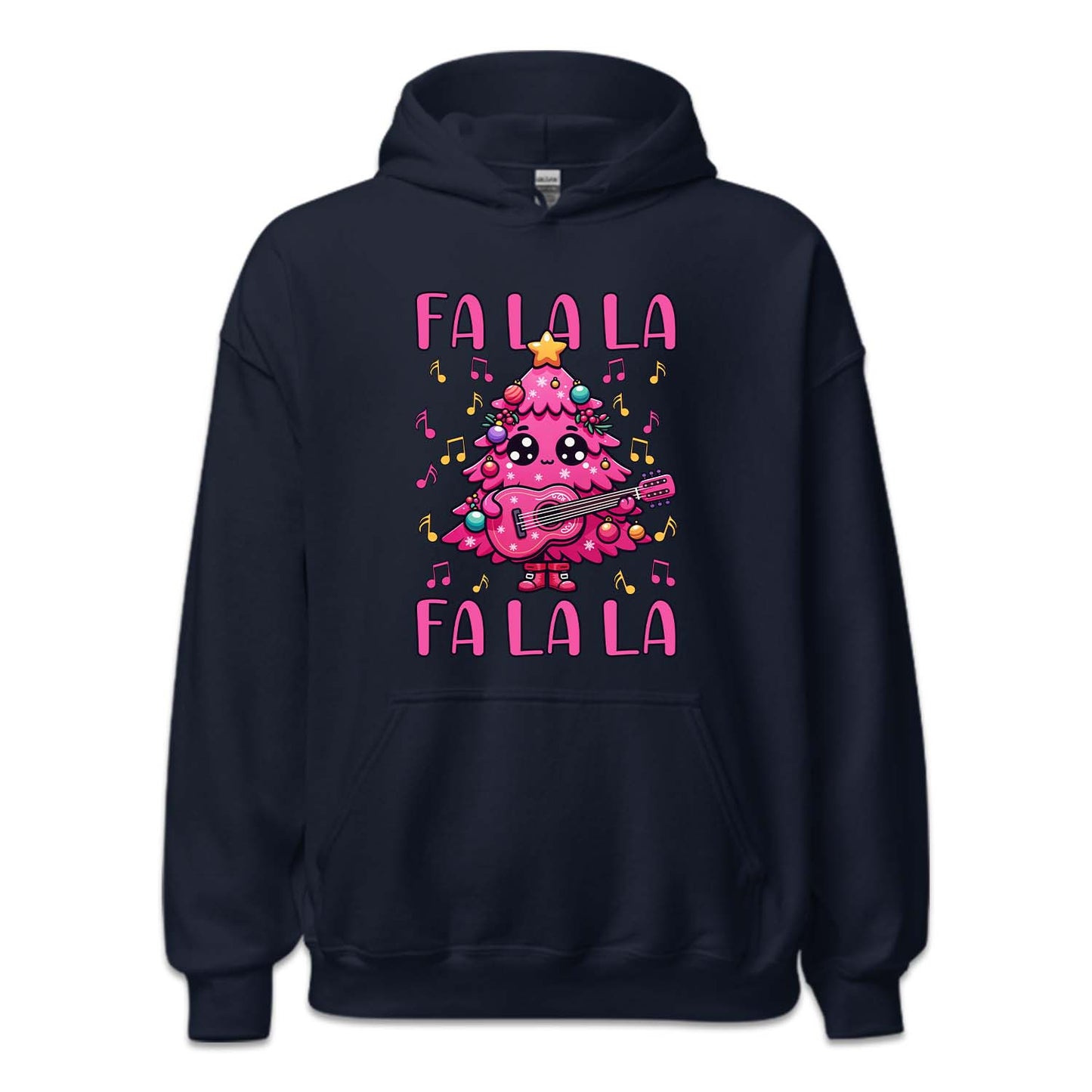 Pink Christmas Tree Holding Guitar FA LA LA LA Festive Music Xmas | PRODUCT CODE: PCTRHLGUTFL