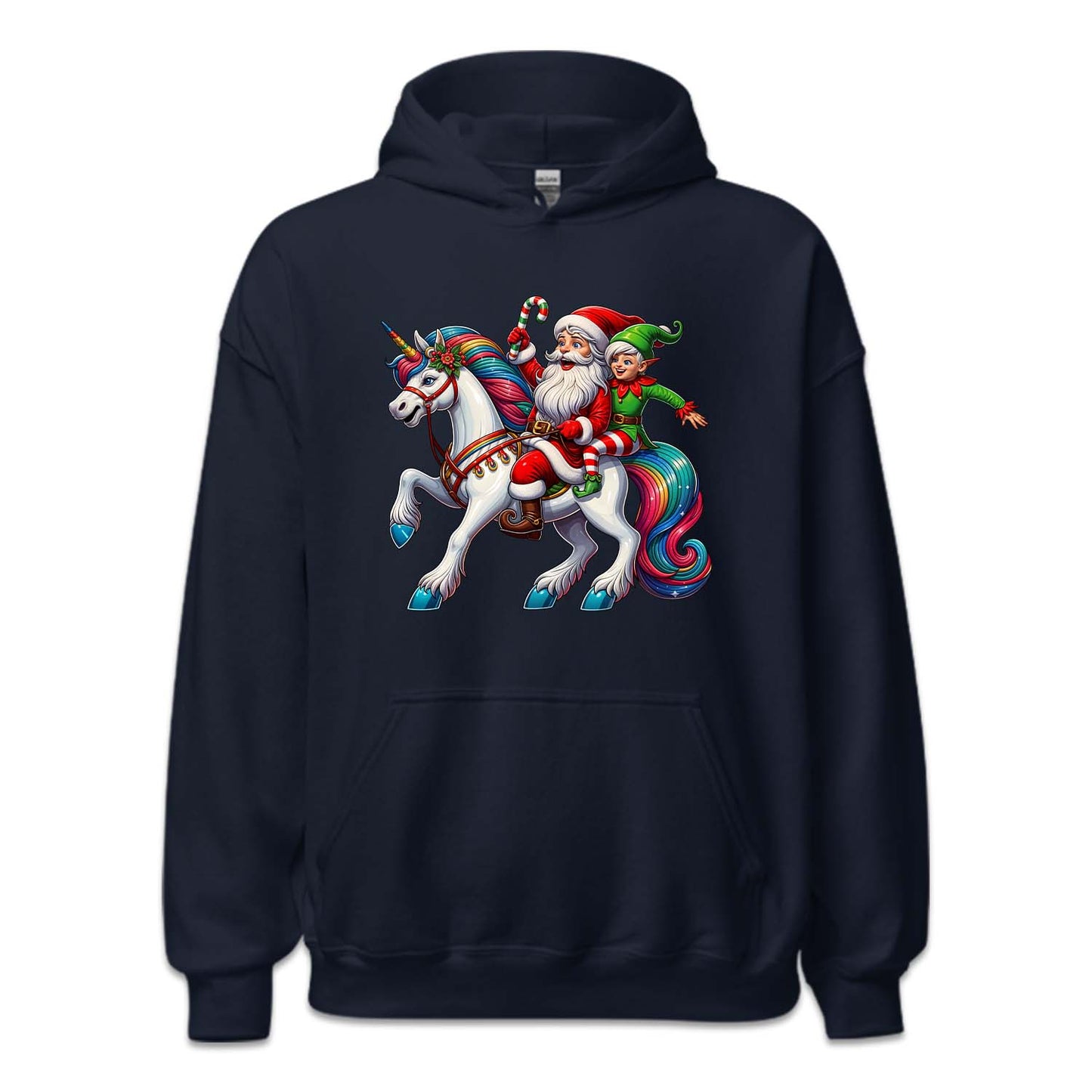 Santa Claus & Elf Riding Unicorn Funny Christmas Magical Xmas | PRODUCT CODE: STANUSDEFLUR