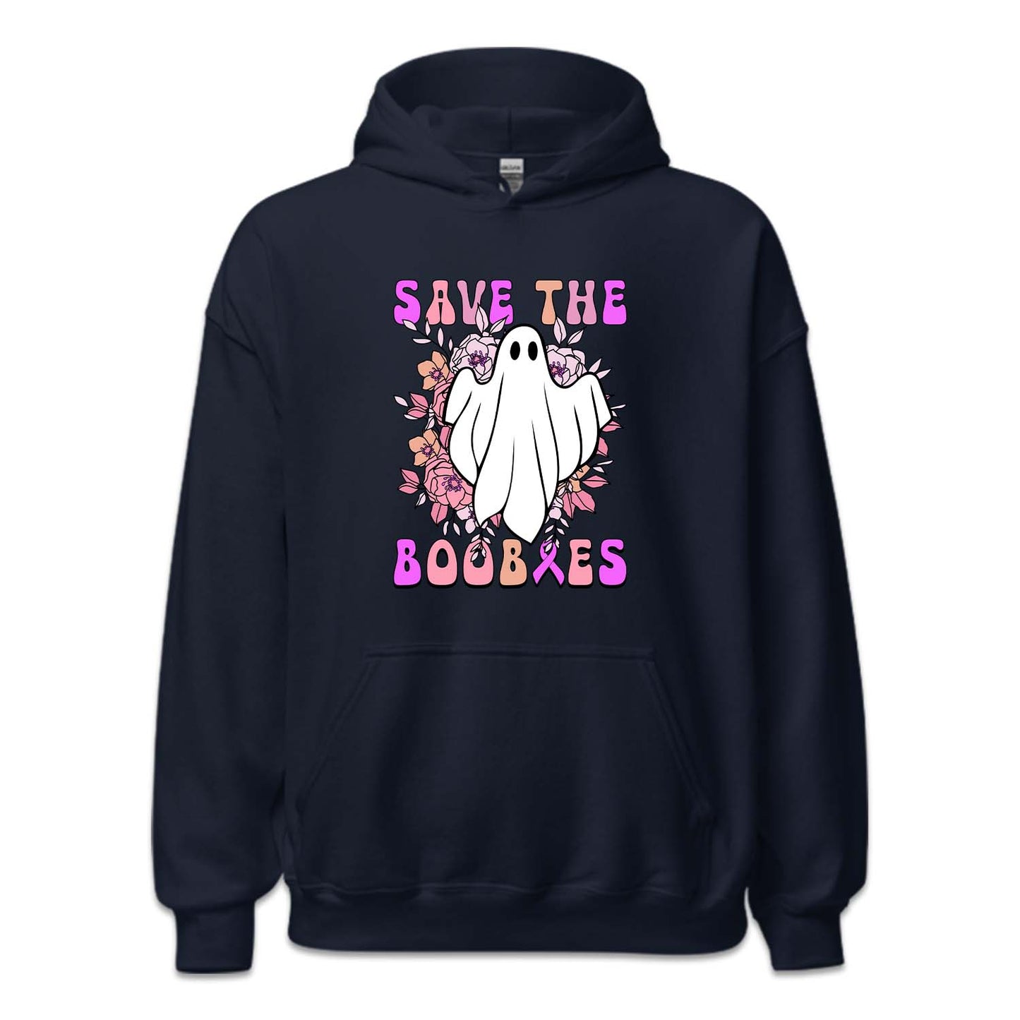 Save The Boobies Ghost With Flowers Halloween Breast Cancer | PRODUCT CODE: SVTHBOISHLB