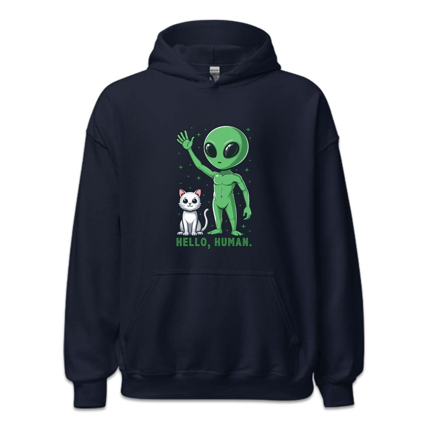Hello Human Alien and Cat Funny Sci-Fi | PRODUCT CODE: HLUMNALCG