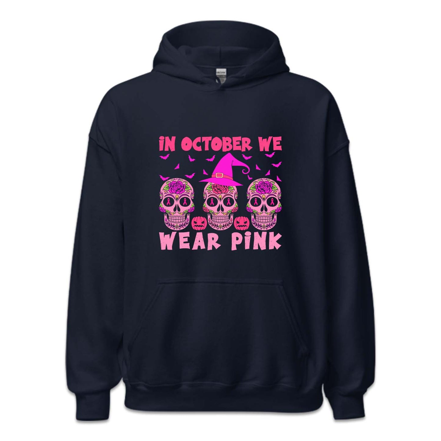 In October We Wear Pink Halloween Breast Cancer Sugar Skull | PRODUCT CODE: SGRKLUSOCB
