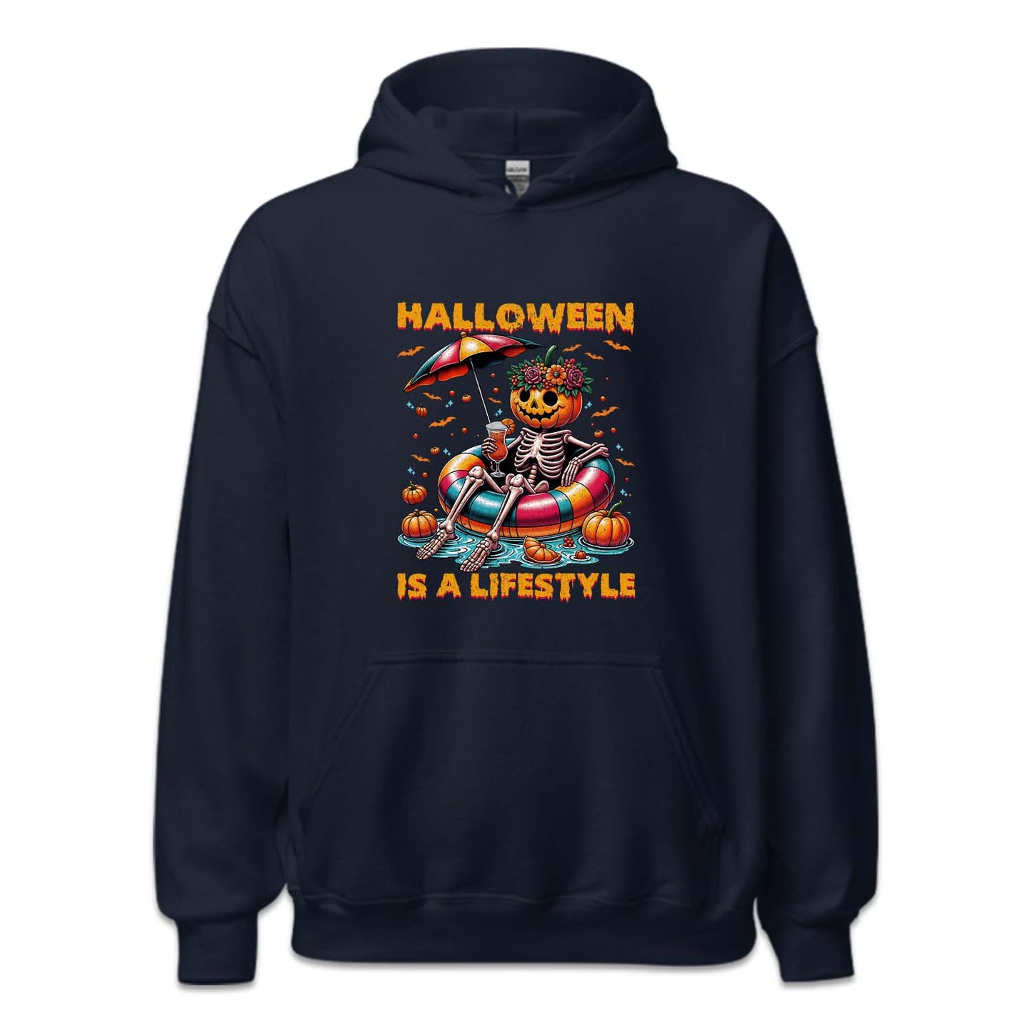 Halloween Is A Lifestyle Spooky Pool Party Pumpkin Skeleton | PRODUCT CODE: HLWSALFSY
