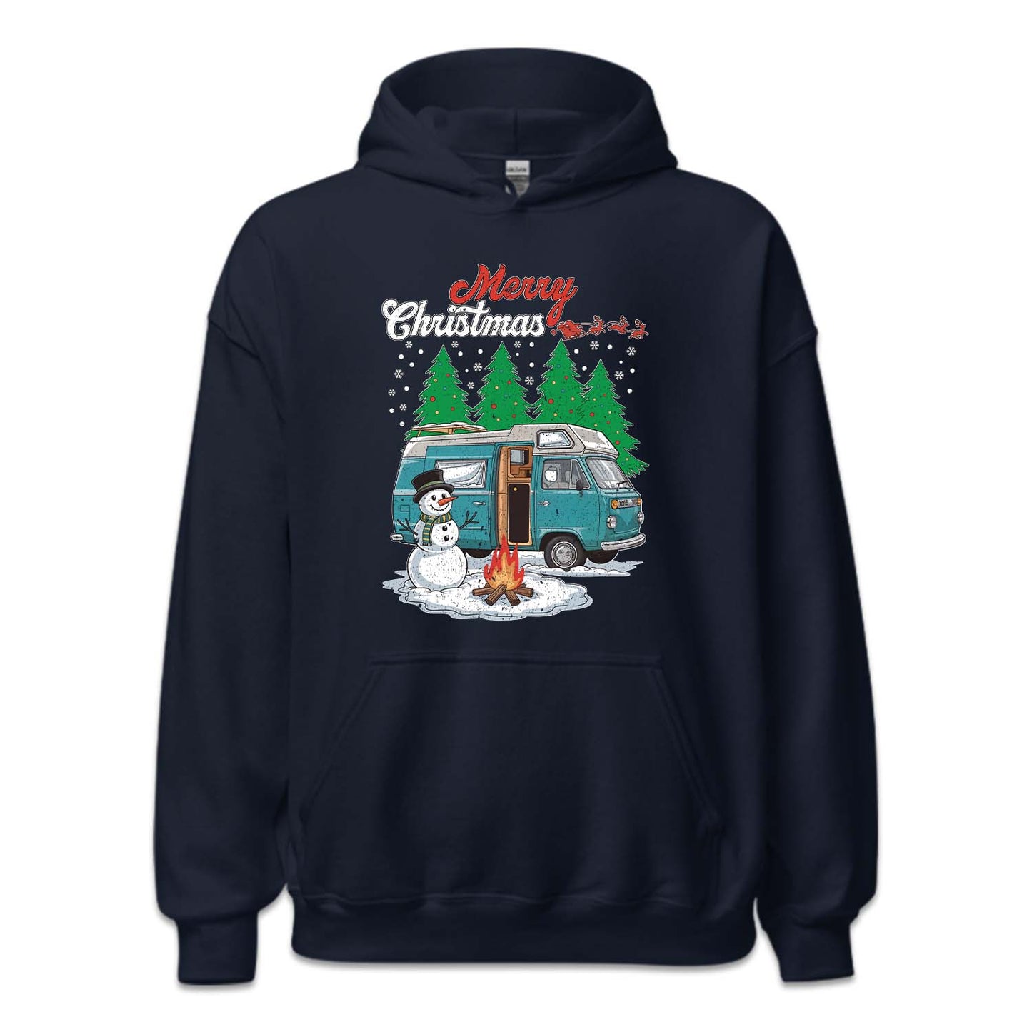 Merry Christmas Camper Van Snowman Campfire RV Xmas | PRODUCT CODE: MYRCHPEVNAS