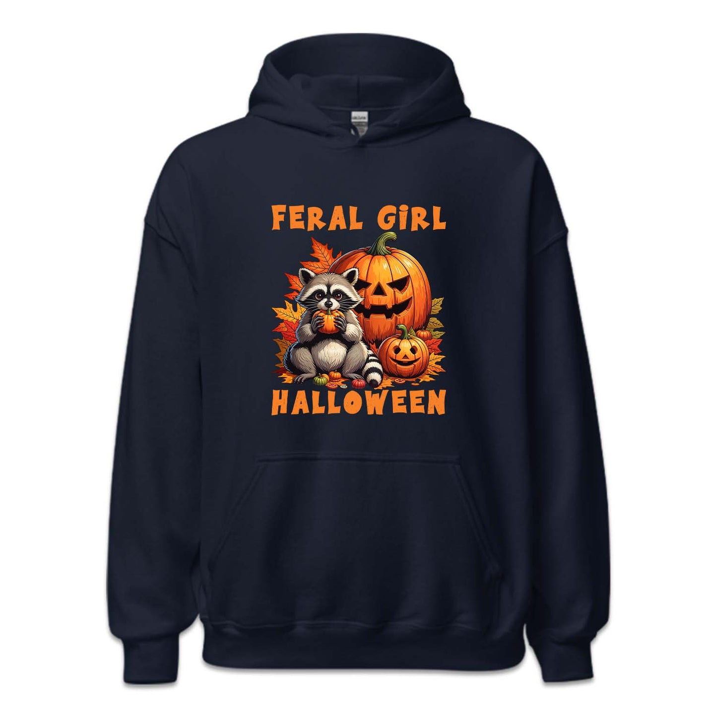 Feral Girl Halloween Spooky Raccoon & Pumpkin Autumn | PRODUCT CODE: FRGLEHWNE