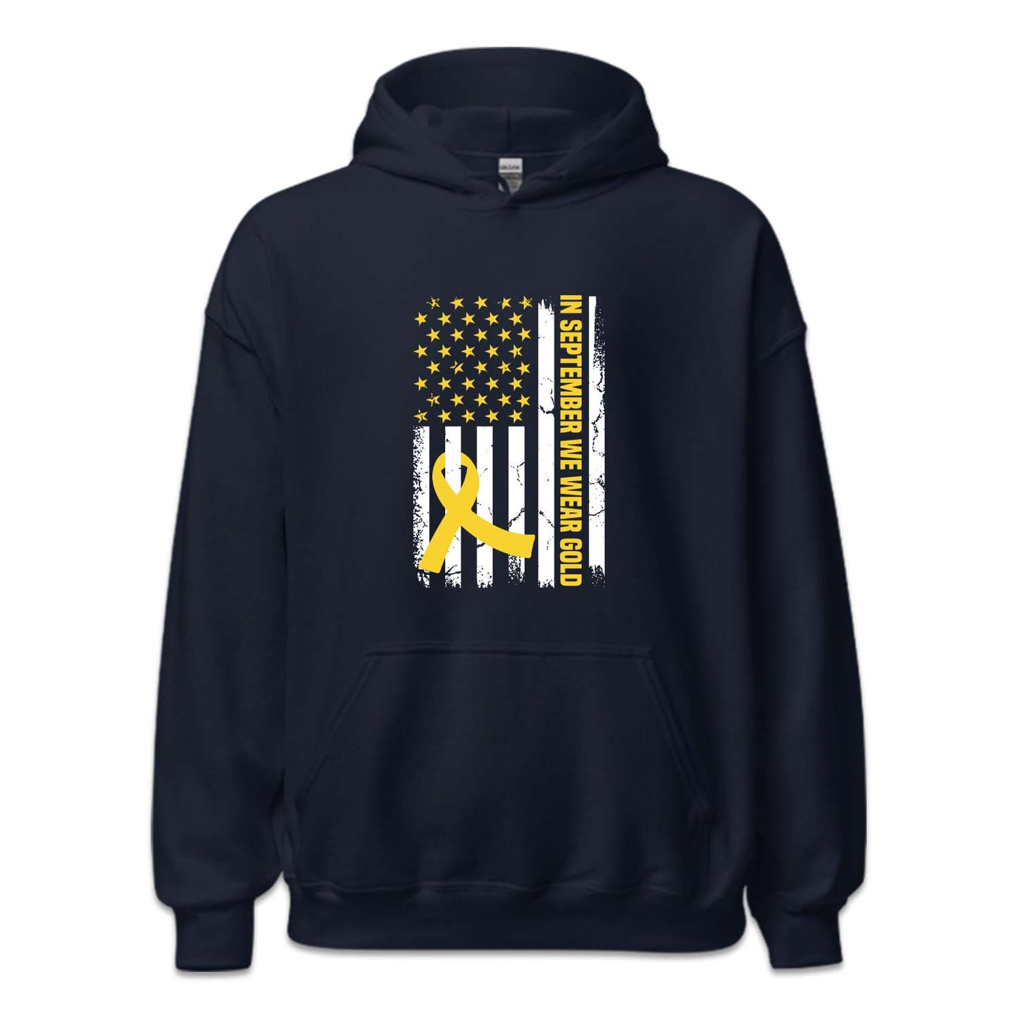 Childhood Cancer Awareness In September We Wear Gold USA Flag | PRODUCT CODE: NSPTMBWRG