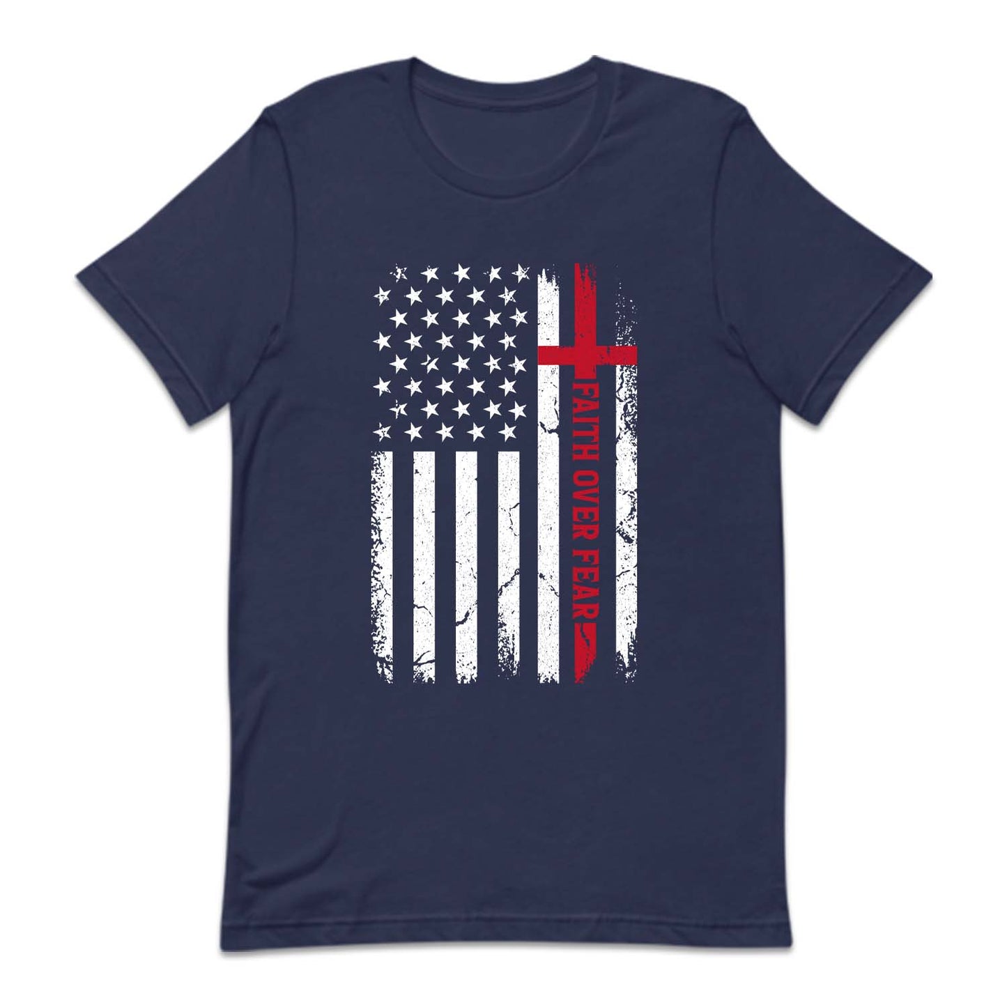 Faith Over Fear Christian USA Flag Bible Verse | PRODUCT CODE: FTHVRECHU